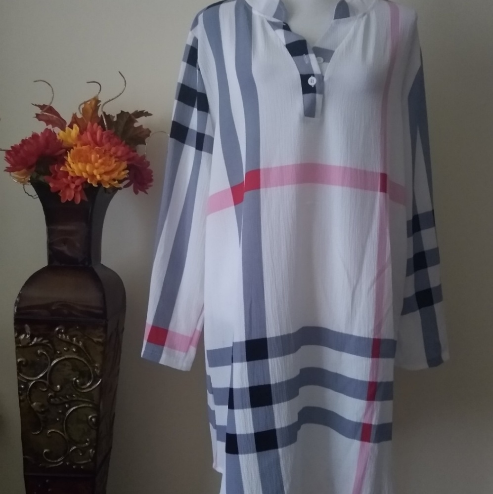 Amaryllis plaid top XL